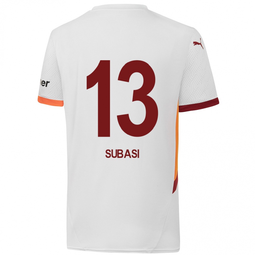 Kids Football Kadir Subasi #13 White Yellow Red Away Jersey 2024/25 T-Shirt Nz