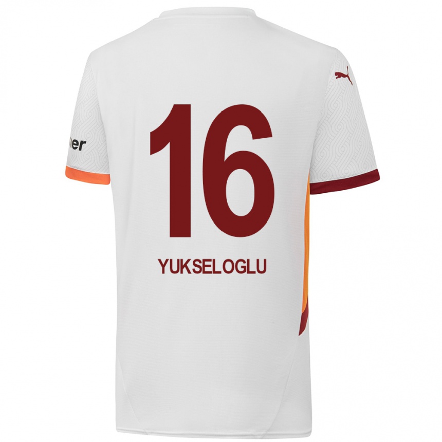 Kids Football Ayaz Yükseloğlu #16 White Yellow Red Away Jersey 2024/25 T-Shirt Nz