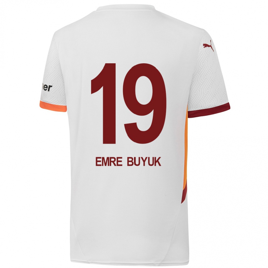 Kids Football Enes Emre Büyük #19 White Yellow Red Away Jersey 2024/25 T-Shirt Nz