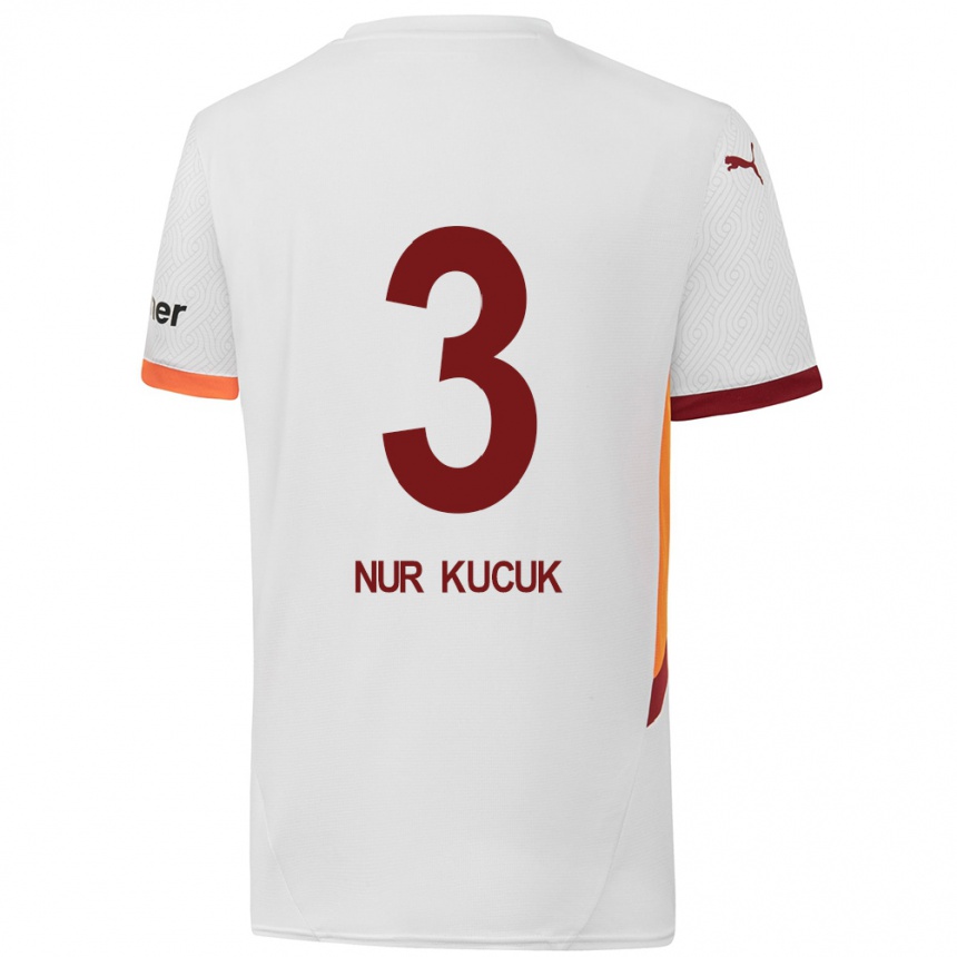 Kids Football Rabia Nur Küçük #3 White Yellow Red Away Jersey 2024/25 T-Shirt Nz