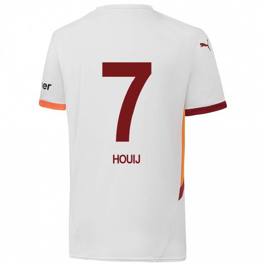 Kids Football Mariem Houij #7 White Yellow Red Away Jersey 2024/25 T-Shirt Nz