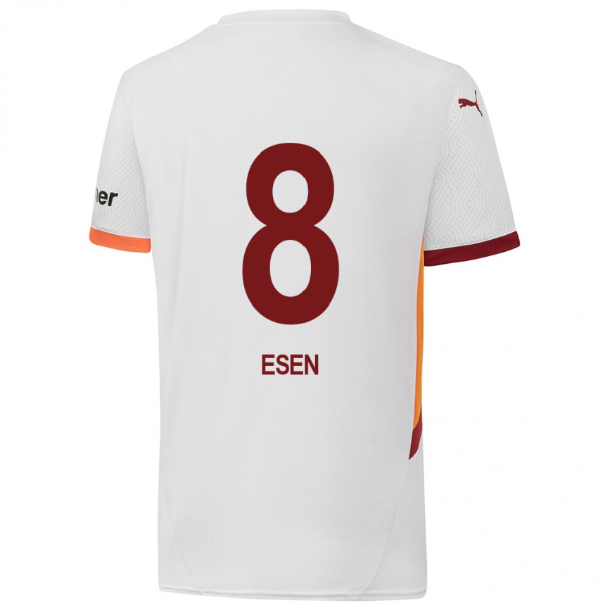 Kids Football Emine Ecem Esen #8 White Yellow Red Away Jersey 2024/25 T-Shirt Nz