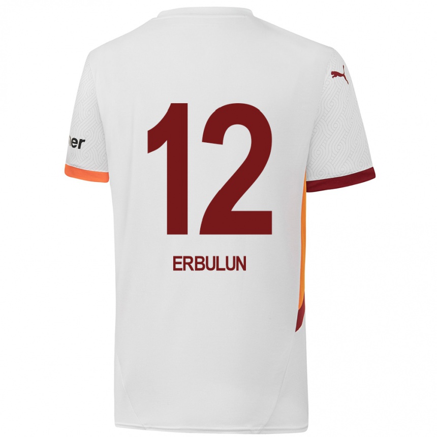 Kids Football Helin Erbulun #12 White Yellow Red Away Jersey 2024/25 T-Shirt Nz