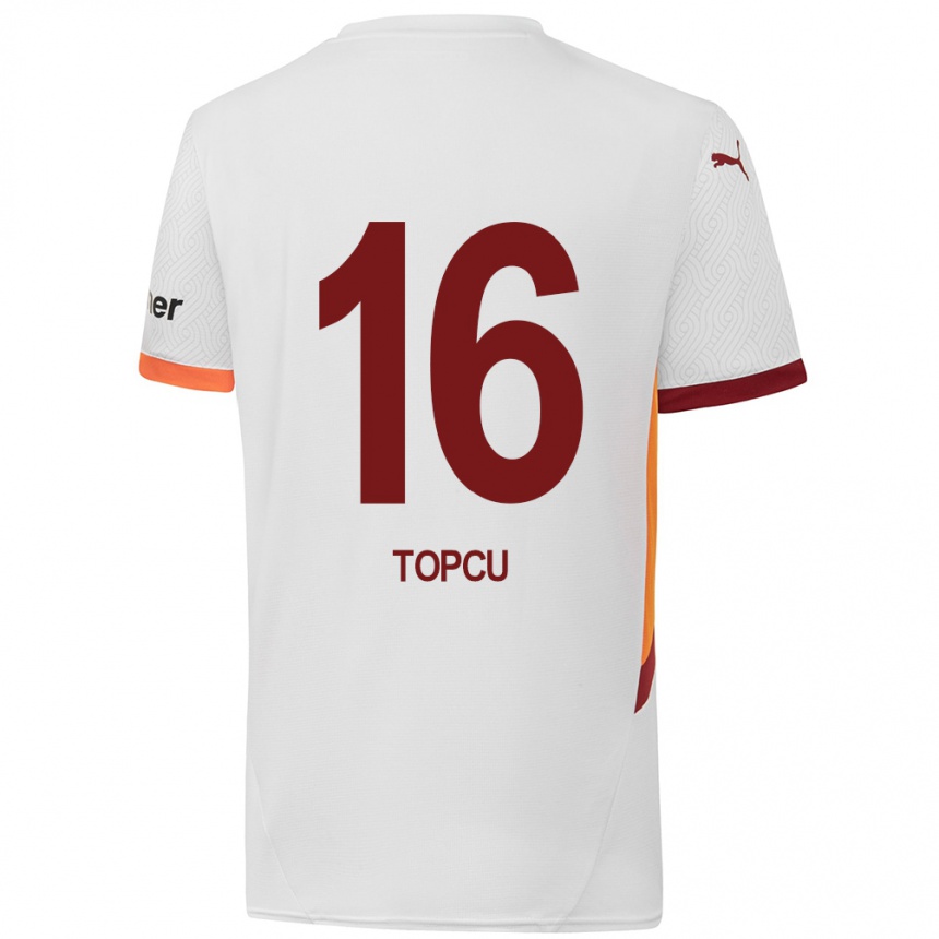 Kids Football Ebru Topçu #16 White Yellow Red Away Jersey 2024/25 T-Shirt Nz