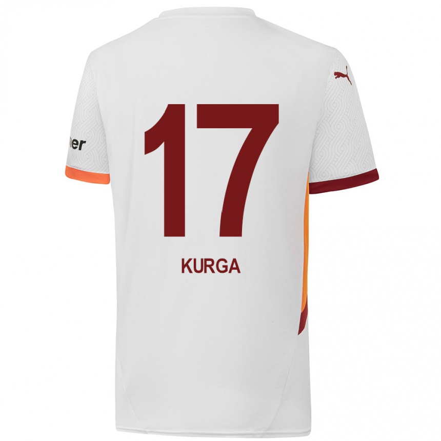 Kids Football Handan Kurğa #17 White Yellow Red Away Jersey 2024/25 T-Shirt Nz