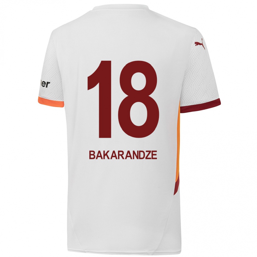 Kids Football Kristina Bakarandze #18 White Yellow Red Away Jersey 2024/25 T-Shirt Nz