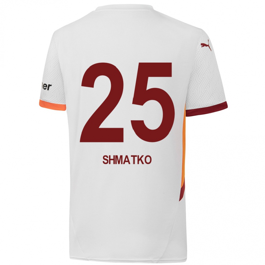 Kids Football Lyubov Shmatko #25 White Yellow Red Away Jersey 2024/25 T-Shirt Nz