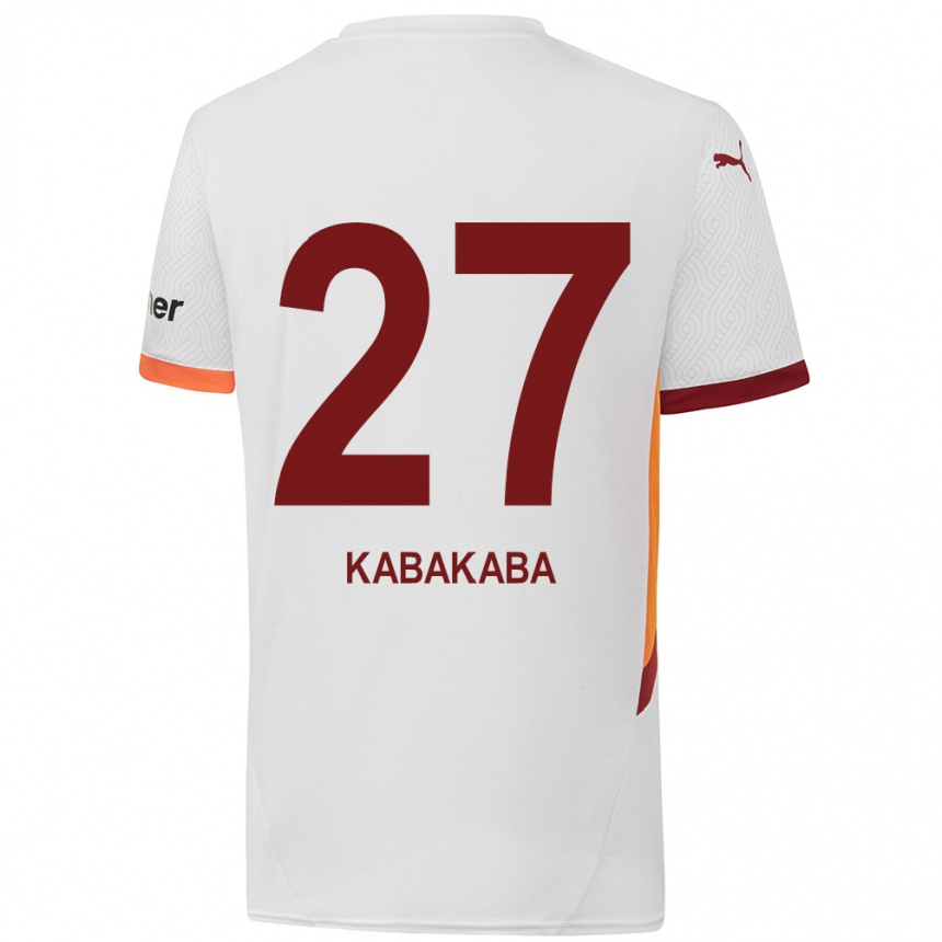 Kids Football Naomie Kabakaba #27 White Yellow Red Away Jersey 2024/25 T-Shirt Nz