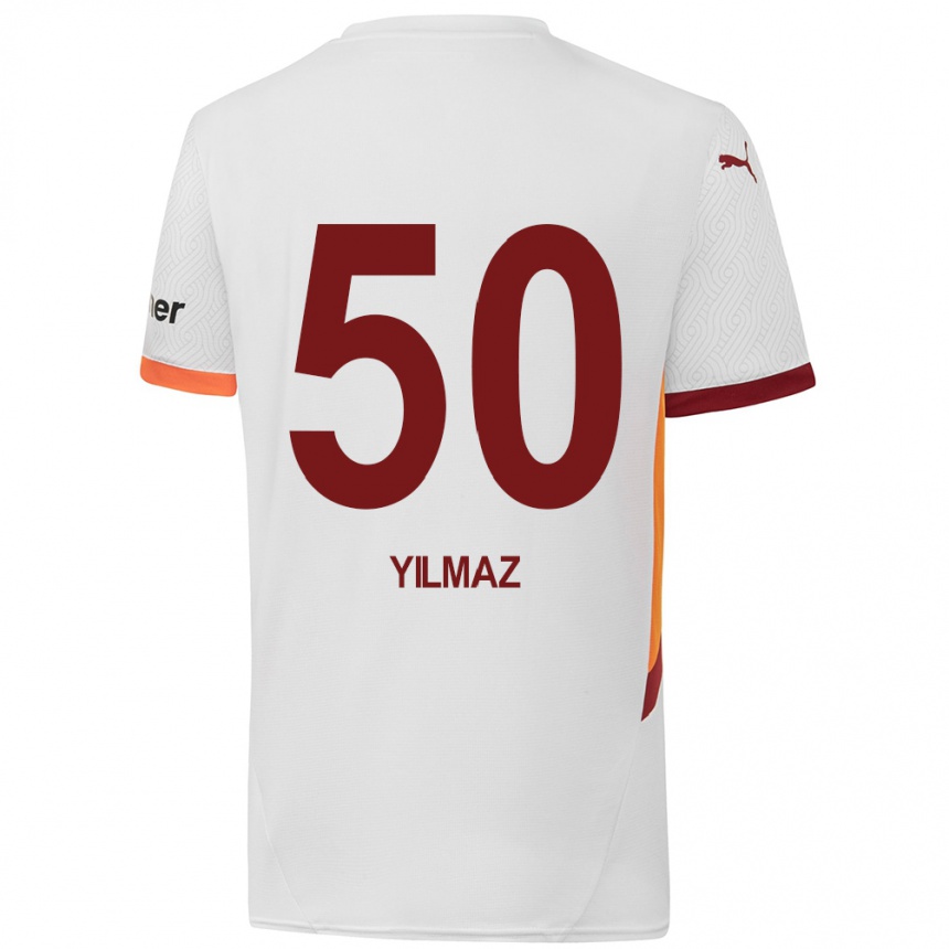 Kids Football Jankat Yılmaz #50 White Yellow Red Away Jersey 2024/25 T-Shirt Nz