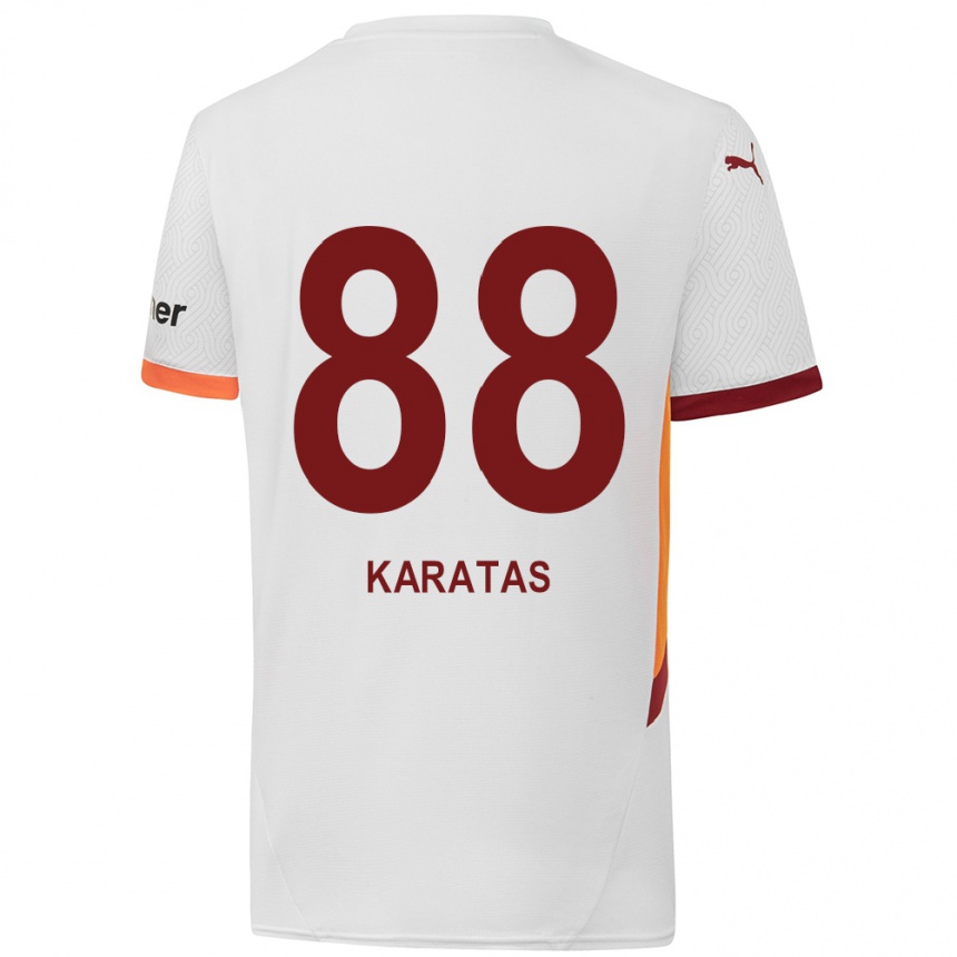 Kids Football Kazımcan Karataş #88 White Yellow Red Away Jersey 2024/25 T-Shirt Nz