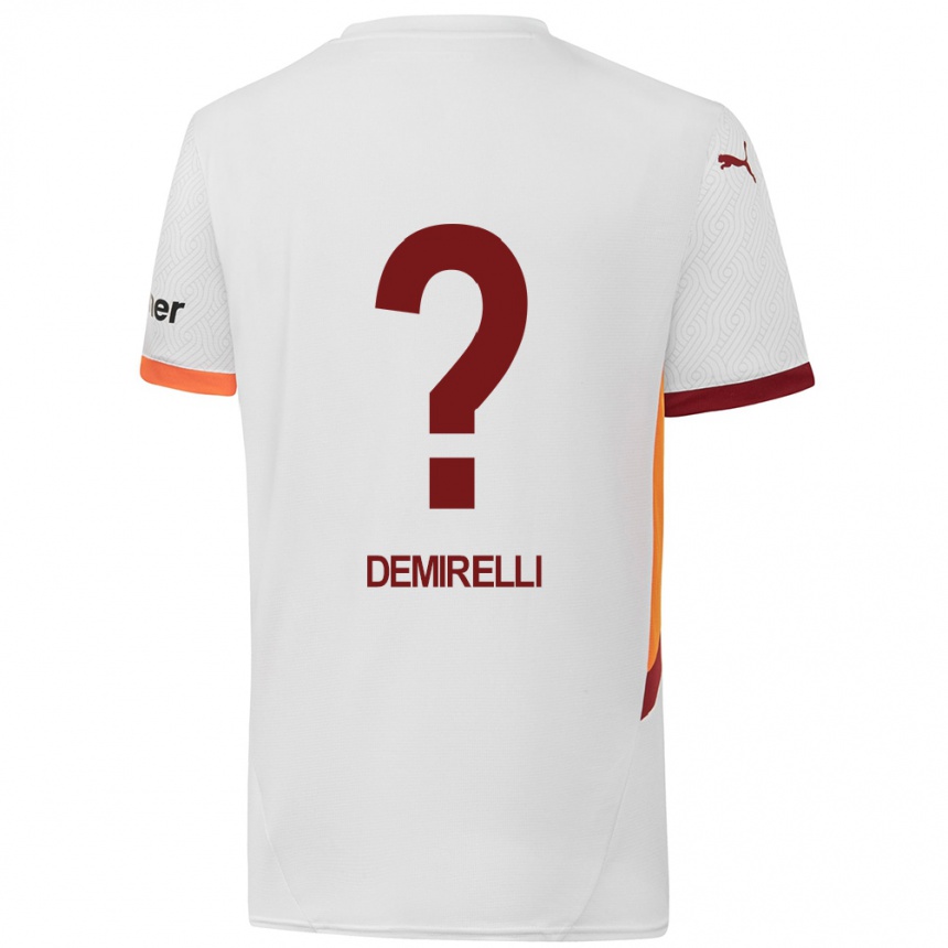 Kids Football Ahmet Demirelli #0 White Yellow Red Away Jersey 2024/25 T-Shirt Nz