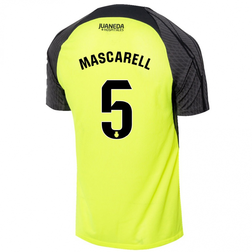 Kids Football Omar Mascarell #5 Fluorescent Green Black Away Jersey 2024/25 T-Shirt Nz