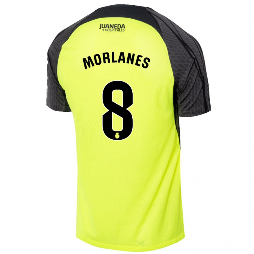 Kids Football Manu Morlanes #8 Fluorescent Green Black Away Jersey 2024/25 T-Shirt Nz