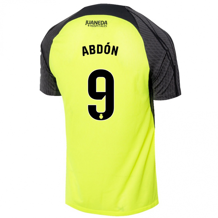 Kids Football Abdón Prats #9 Fluorescent Green Black Away Jersey 2024/25 T-Shirt Nz