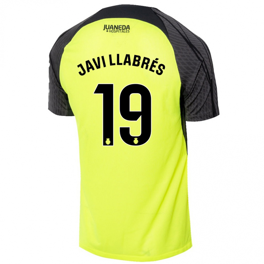 Kids Football Javi Llabrés #19 Fluorescent Green Black Away Jersey 2024/25 T-Shirt Nz