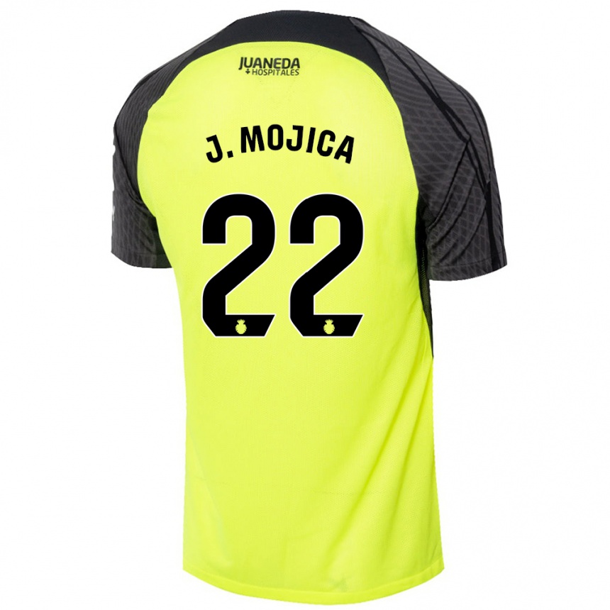 Kids Football Johan Mojica #22 Fluorescent Green Black Away Jersey 2024/25 T-Shirt Nz