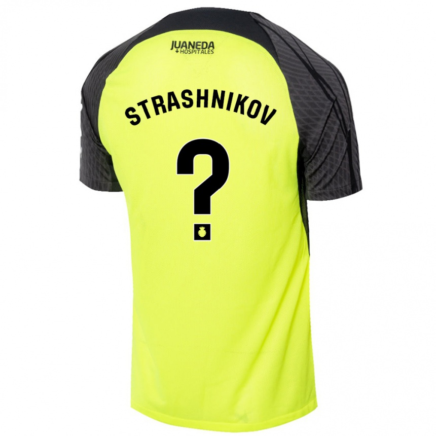 Kids Football Nikolay Strashnikov #0 Fluorescent Green Black Away Jersey 2024/25 T-Shirt Nz