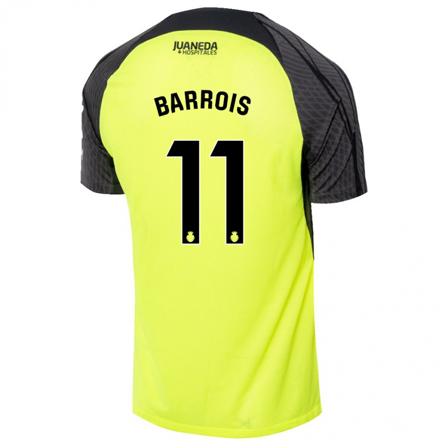 Kids Football Eliott Barrois #11 Fluorescent Green Black Away Jersey 2024/25 T-Shirt Nz