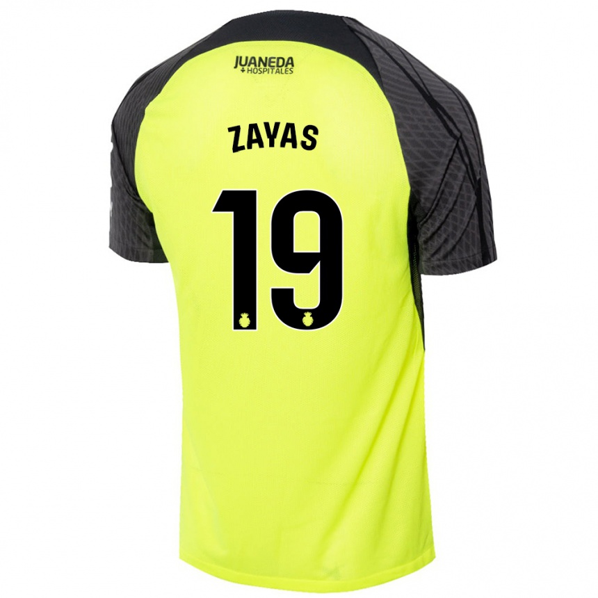 Kids Football Yosmel Zayas #19 Fluorescent Green Black Away Jersey 2024/25 T-Shirt Nz