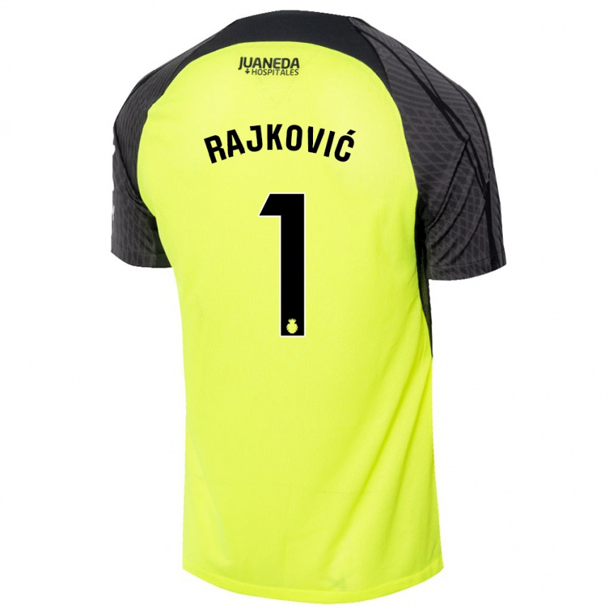 Kids Football Predrag Rajkovic #1 Fluorescent Green Black Away Jersey 2024/25 T-Shirt Nz