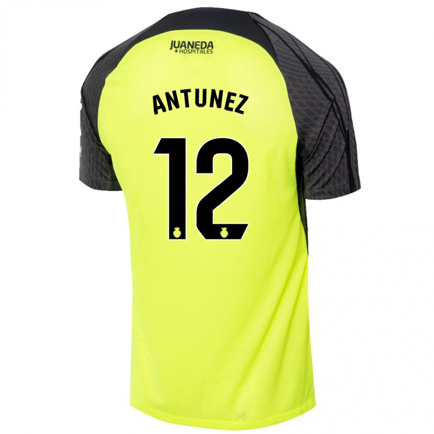 Kids Football Yahir Antúnez #12 Fluorescent Green Black Away Jersey 2024/25 T-Shirt Nz