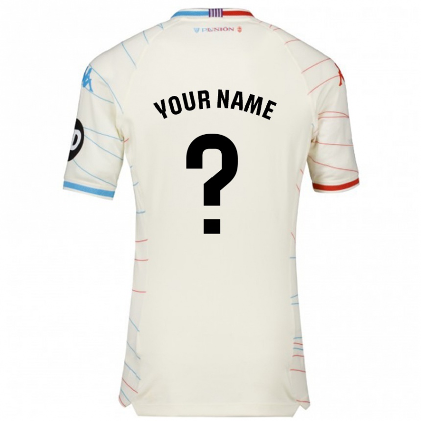 Kids Football Your Name #0 White Red Blue Away Jersey 2024/25 T-Shirt Nz