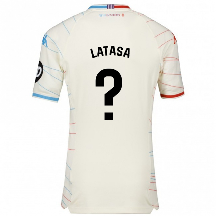 Kids Football Juanmi Latasa #0 White Red Blue Away Jersey 2024/25 T-Shirt Nz