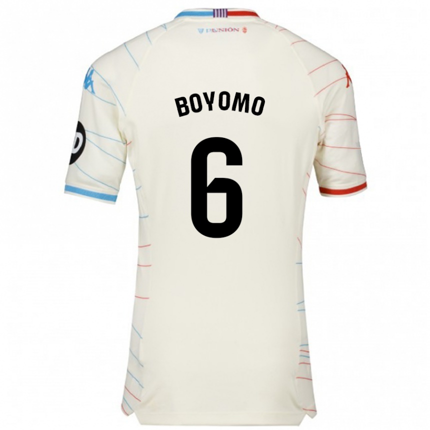 Kids Football Enzo Boyomo #6 White Red Blue Away Jersey 2024/25 T-Shirt Nz