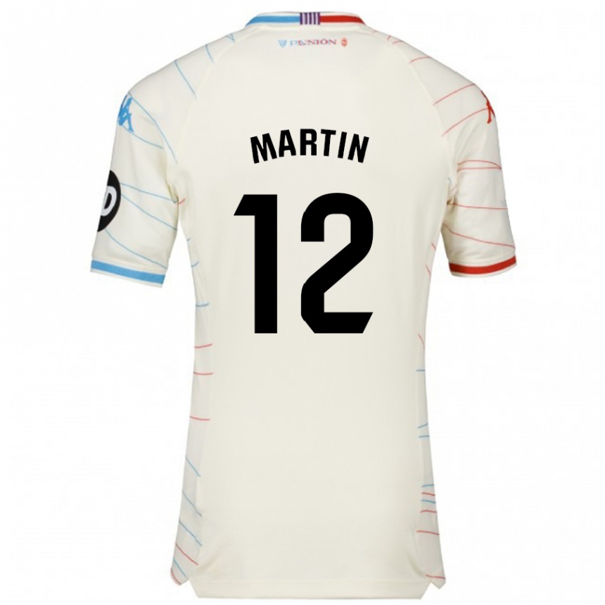 Kids Football Mario Martin #12 White Red Blue Away Jersey 2024/25 T-Shirt Nz