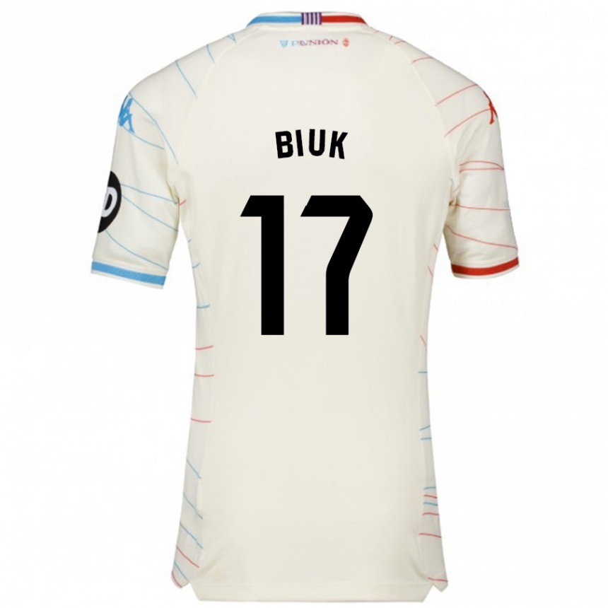 Kids Football Stipe Biuk #17 White Red Blue Away Jersey 2024/25 T-Shirt Nz