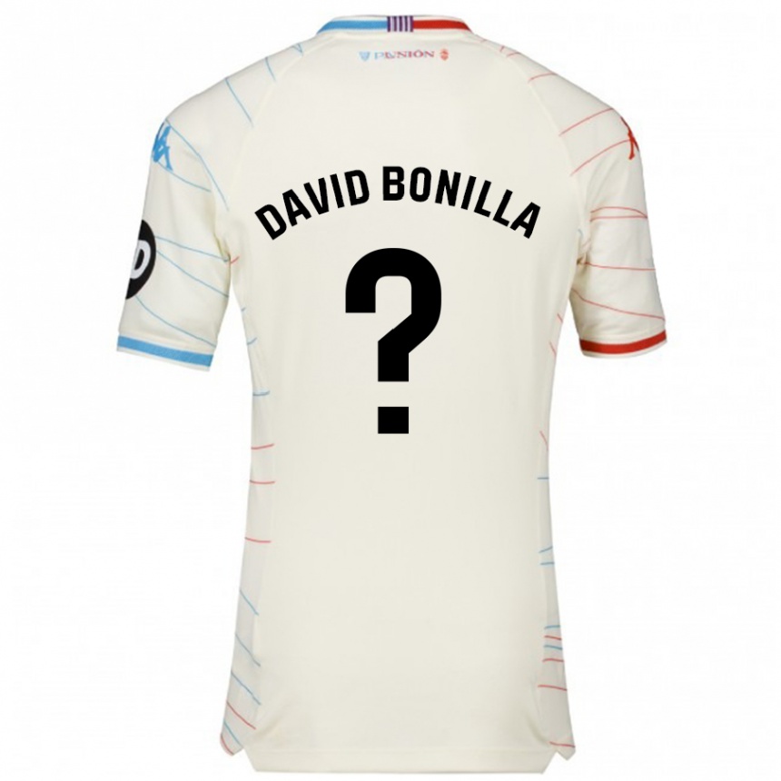 Kids Football Juan David Bonilla #0 White Red Blue Away Jersey 2024/25 T-Shirt Nz