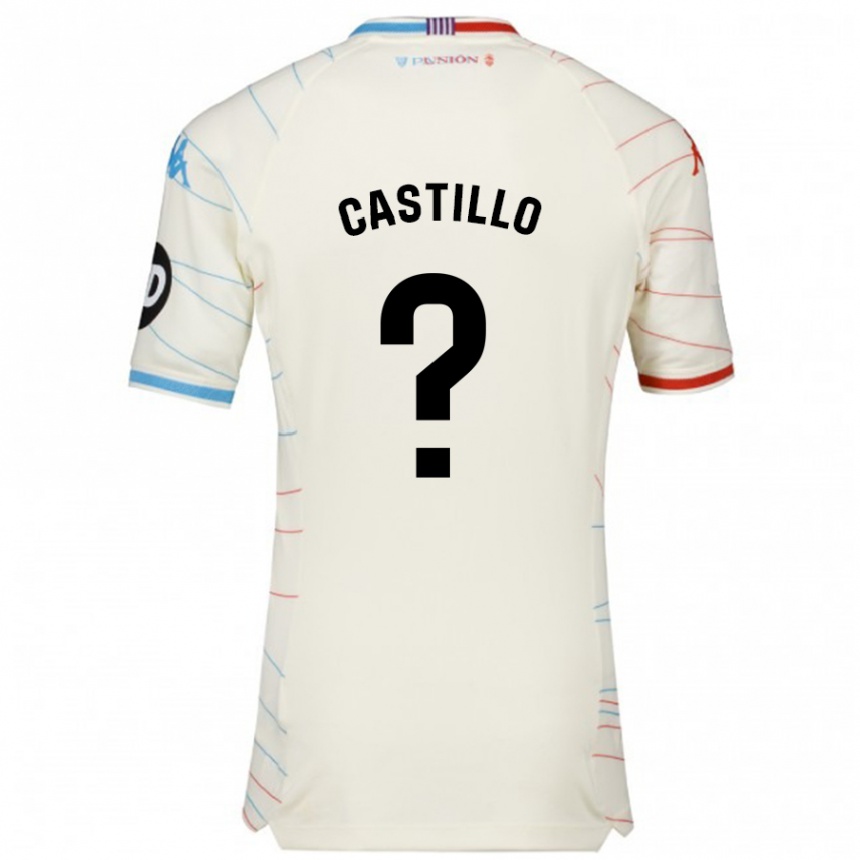 Kids Football Gonzalo Castillo #0 White Red Blue Away Jersey 2024/25 T-Shirt Nz