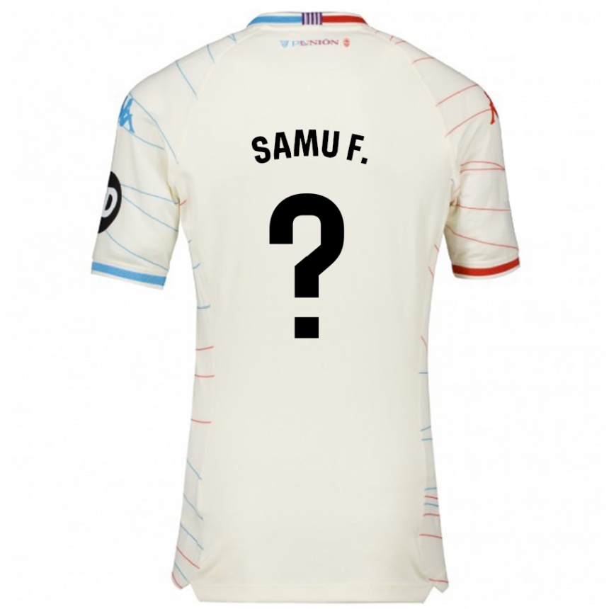 Kids Football Samu Fernández #0 White Red Blue Away Jersey 2024/25 T-Shirt Nz