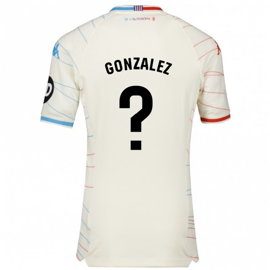 Kids Football Santi González #0 White Red Blue Away Jersey 2024/25 T-Shirt Nz