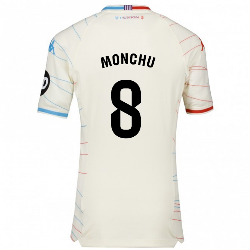 Kids Football Monchu #8 White Red Blue Away Jersey 2024/25 T-Shirt Nz