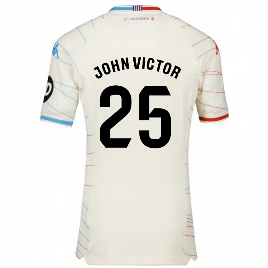 Kids Football John Victor #25 White Red Blue Away Jersey 2024/25 T-Shirt Nz