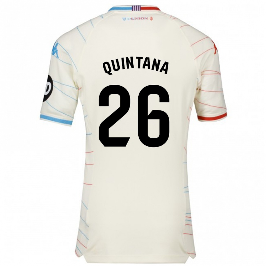 Kids Football Alberto Quintana #26 White Red Blue Away Jersey 2024/25 T-Shirt Nz