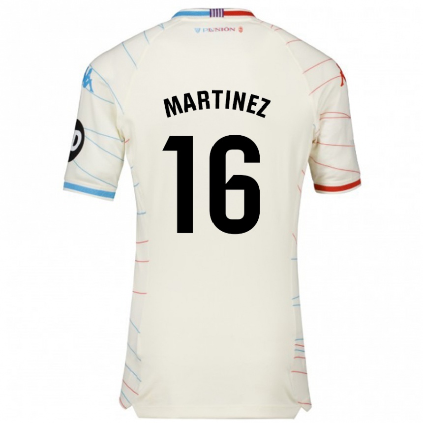 Kids Football Jesús Martínez #16 White Red Blue Away Jersey 2024/25 T-Shirt Nz