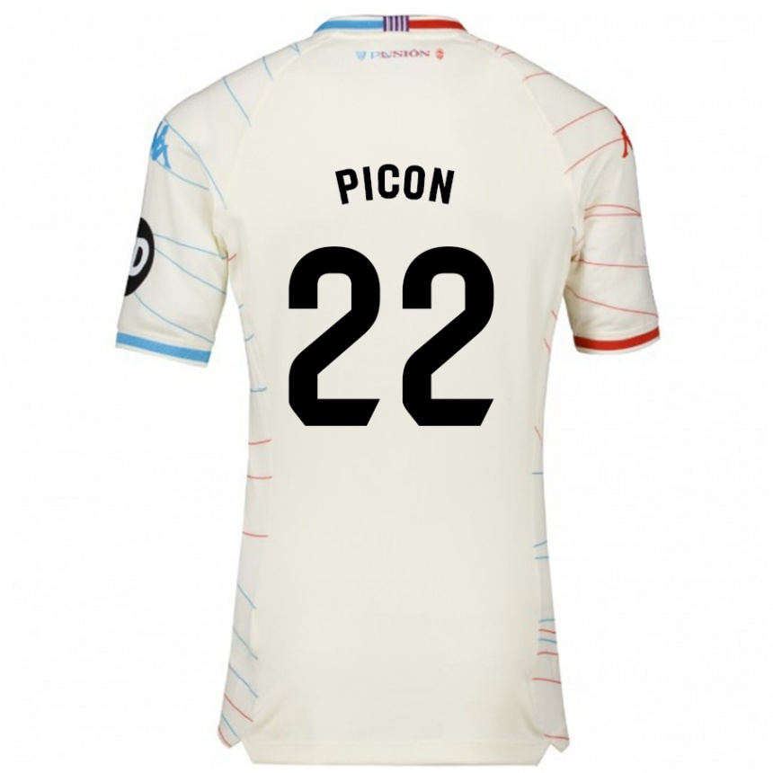 Kids Football Pablo Picón #22 White Red Blue Away Jersey 2024/25 T-Shirt Nz