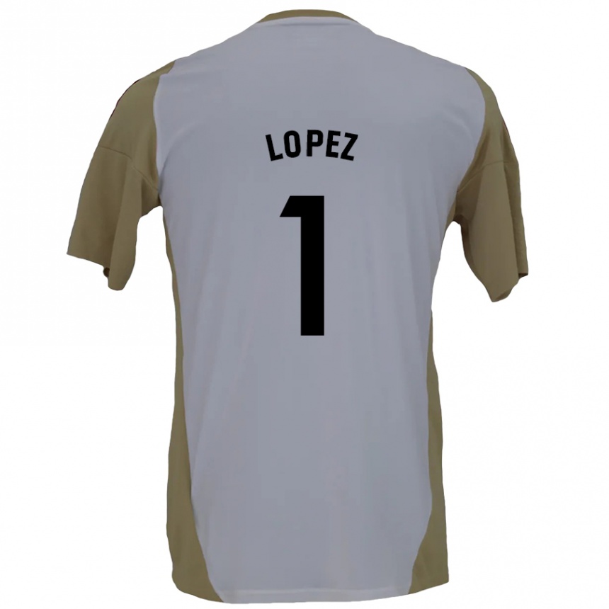 Kids Football Luis López #1 Brown White Away Jersey 2024/25 T-Shirt Nz