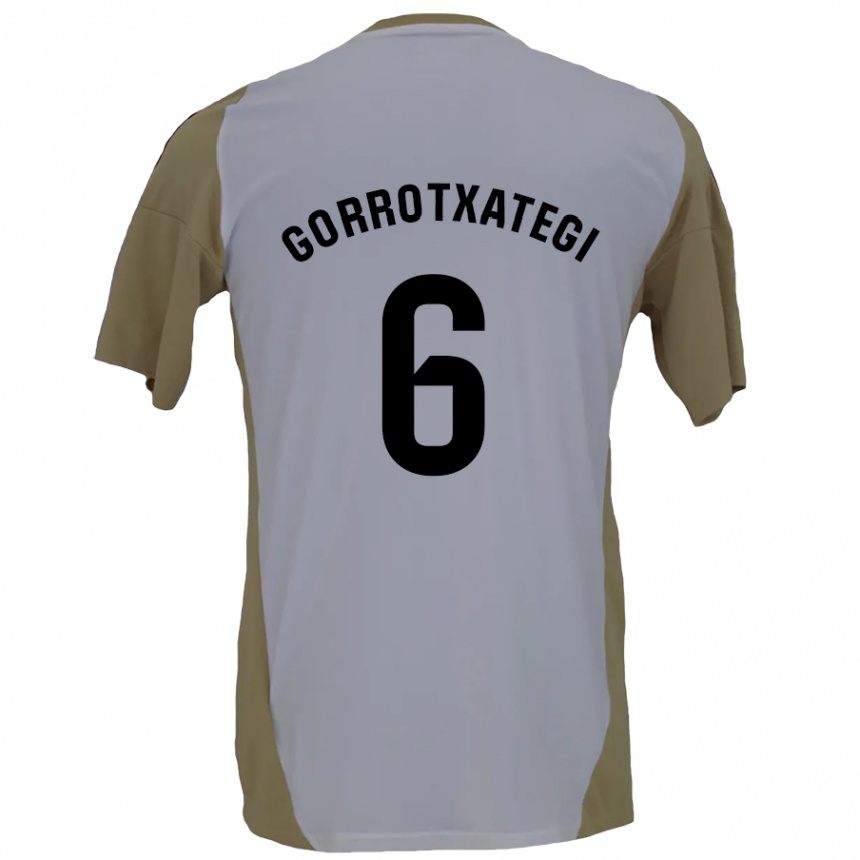 Kids Football Jon Gorrotxategi #6 Brown White Away Jersey 2024/25 T-Shirt Nz