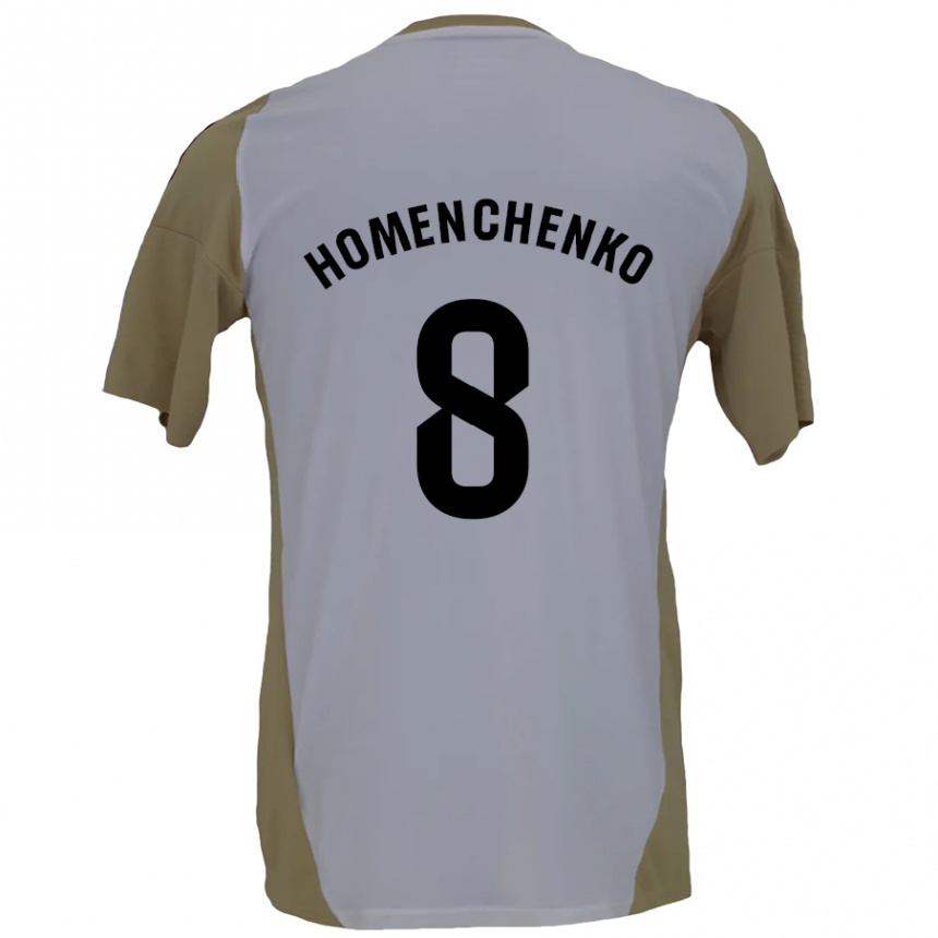 Kids Football Santiago Homenchenko #8 Brown White Away Jersey 2024/25 T-Shirt Nz