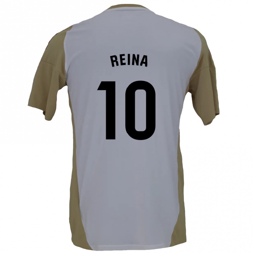 Kids Football Alberto Reina #10 Brown White Away Jersey 2024/25 T-Shirt Nz