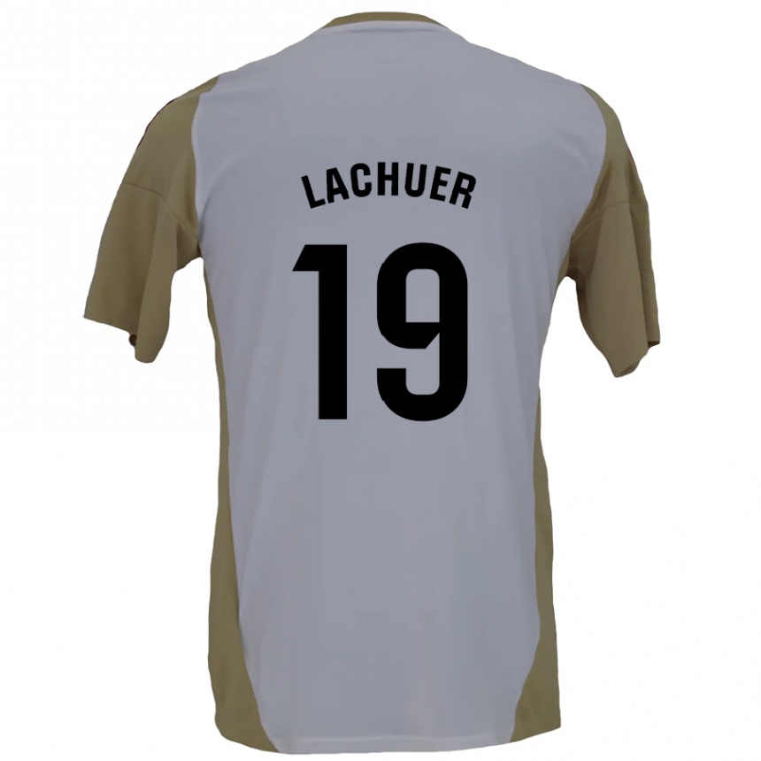 Kids Football Mathis Lachuer #19 Brown White Away Jersey 2024/25 T-Shirt Nz