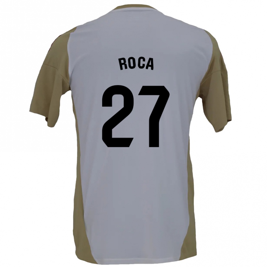 Kids Football Joel Roca #27 Brown White Away Jersey 2024/25 T-Shirt Nz