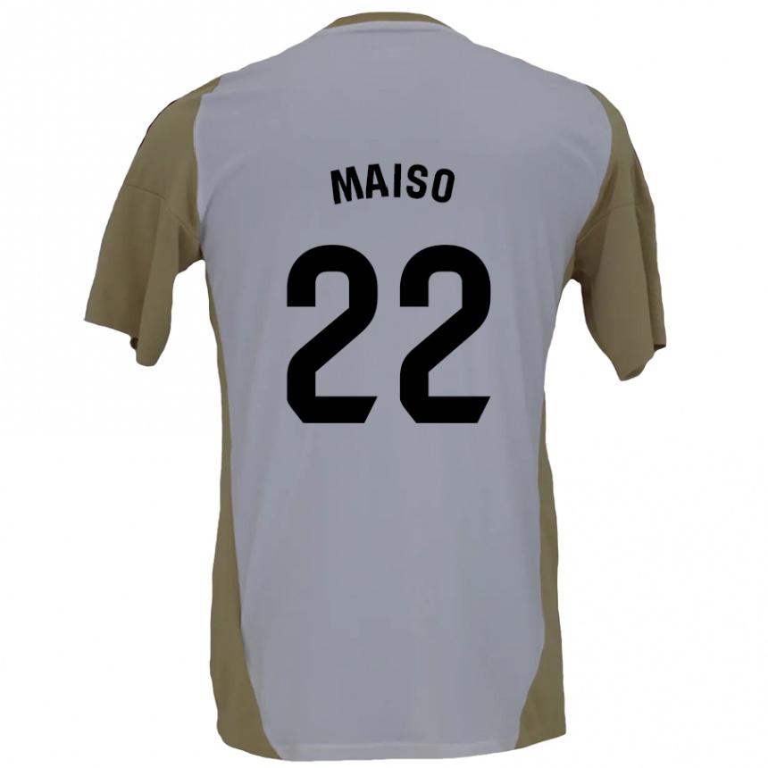 Kids Football Álvaro Maiso #22 Brown White Away Jersey 2024/25 T-Shirt Nz