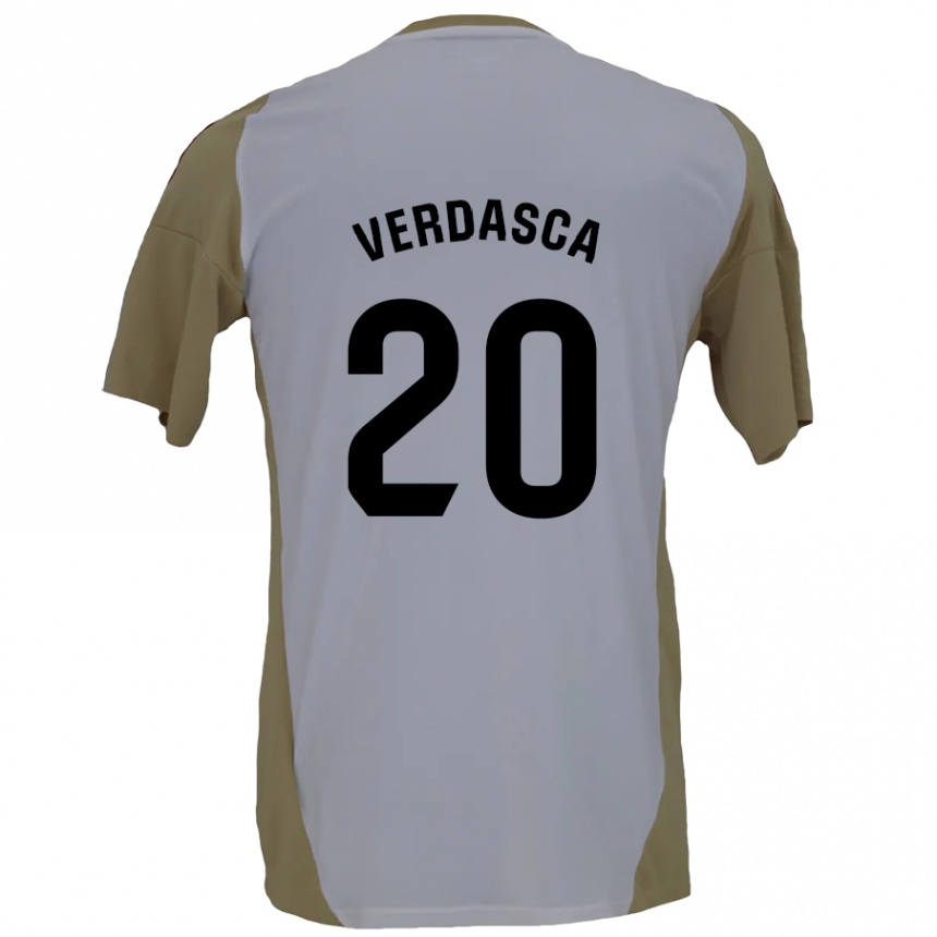 Kids Football Diogo Verdasca #20 Brown White Away Jersey 2024/25 T-Shirt Nz