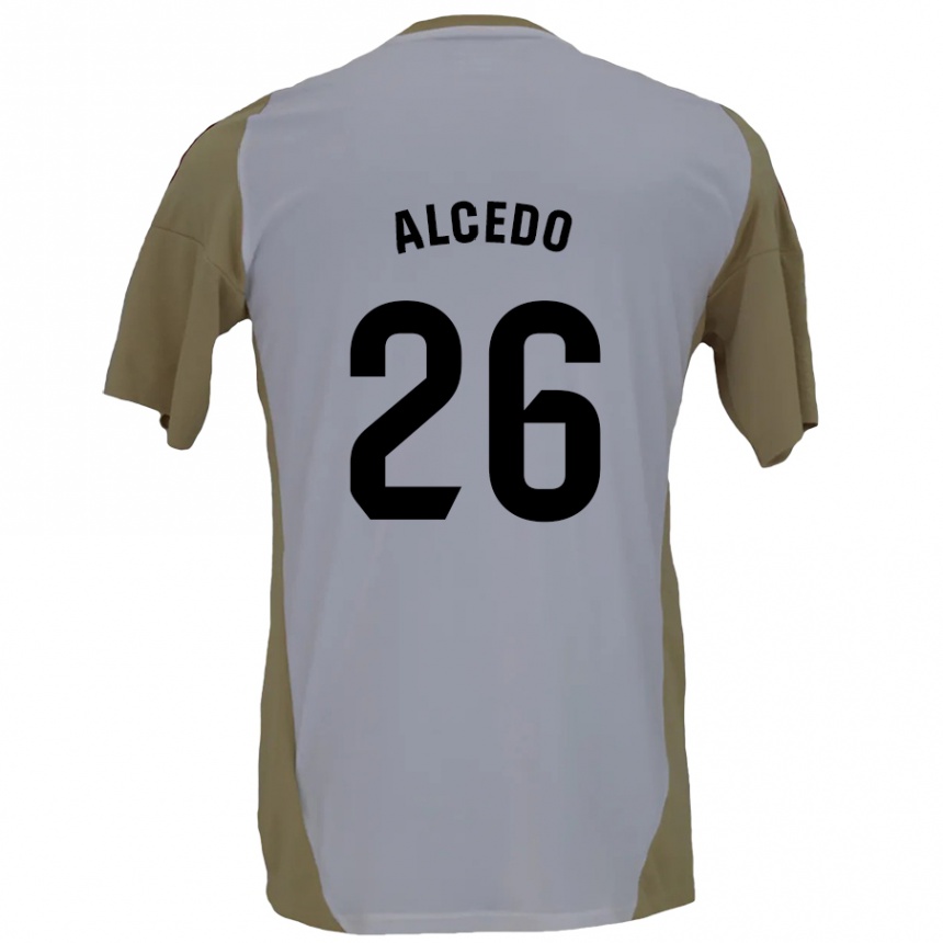 Kids Football Juan María Alcedo #26 Brown White Away Jersey 2024/25 T-Shirt Nz