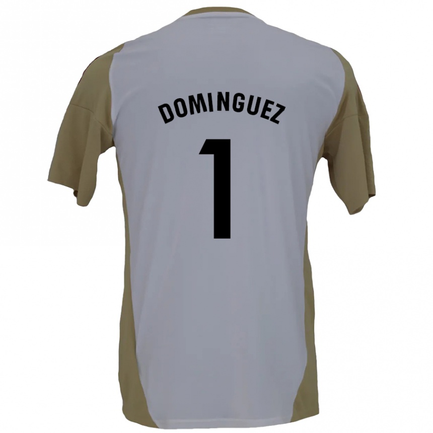 Kids Football Iago Domínguez #1 Brown White Away Jersey 2024/25 T-Shirt Nz