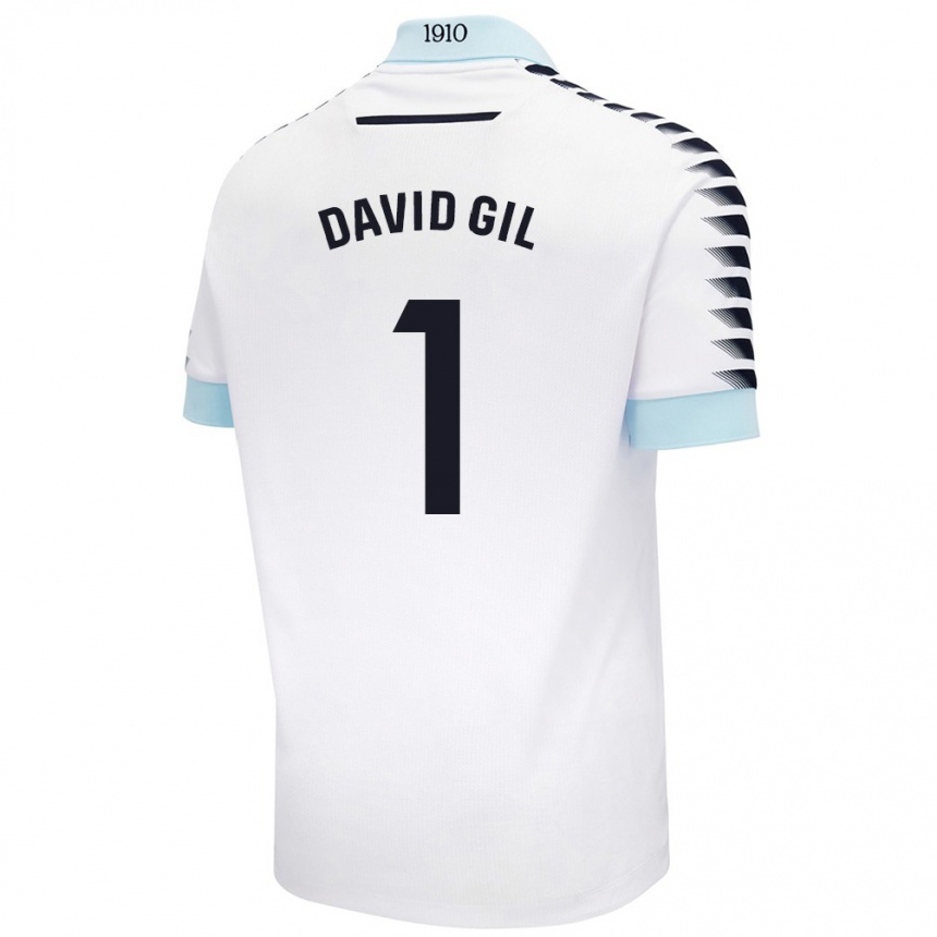 Kids Football David Gil #1 White Blue Away Jersey 2024/25 T-Shirt Nz